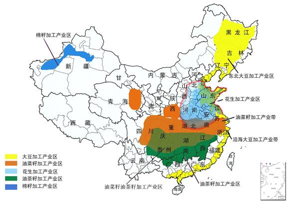 发改委:食用植物油加工业布局示意图:中国花生信息网